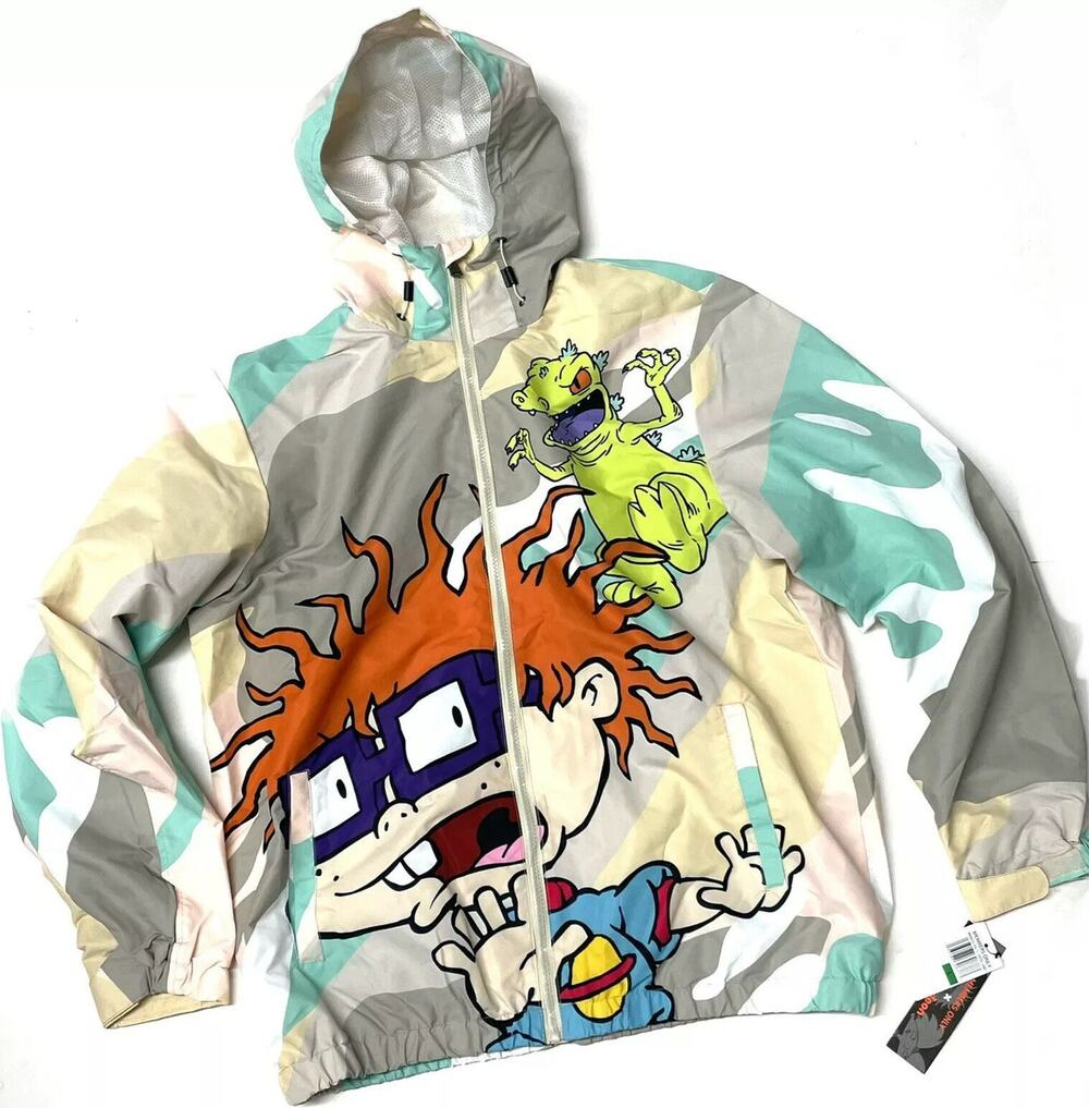 Nickelodeon Members Only Rugrats Jacket Size L All Over Print Windbreaker Men’s